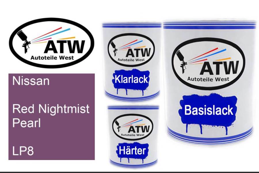Nissan, Red Nightmist Pearl, LP8: 1L Lackdose + 1L Klarlack + 500ml Härter - Set, von ATW Autoteile West.